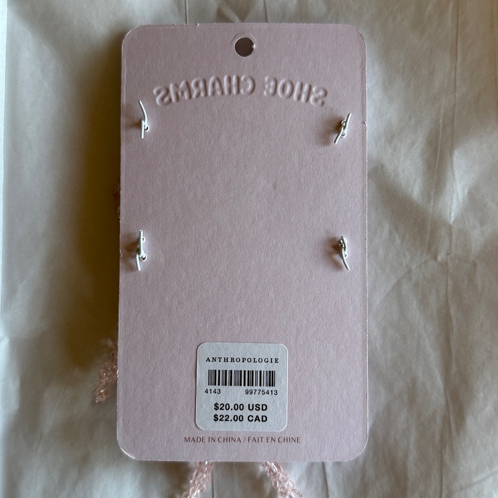 Anthropologie Pearl Pink Bow Shoe Charm Set Crystal Bow NWT - Picture 6 of 6